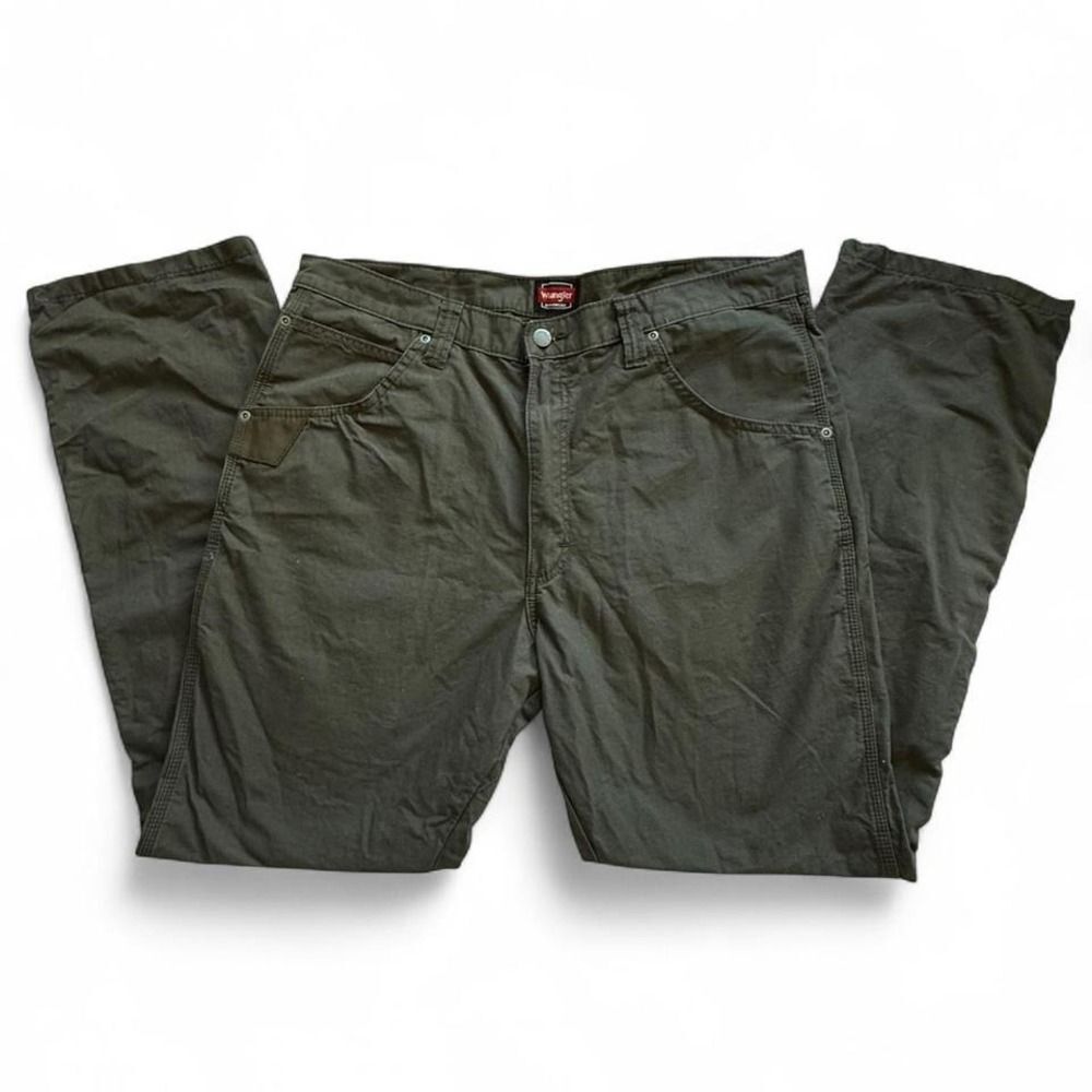 Wrangler Workwear Pants Mens 38x34 Style 10WMWT1LD Dark Green Rip Stop